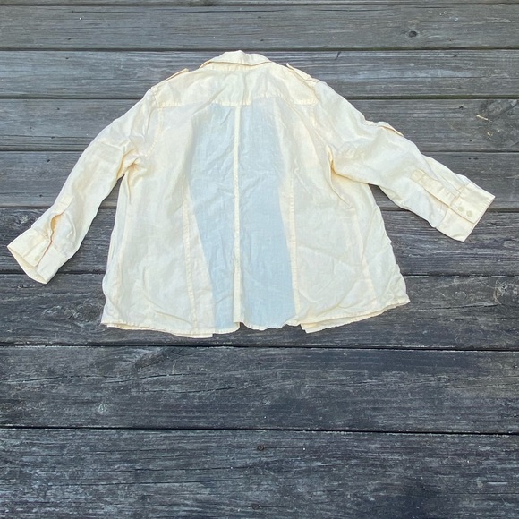 Liz Claiborne 100% Linen blouse yellow 3/4 sleeves convertible to 1/2 sleeves - Picture 15 of 15
